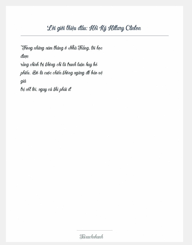 Trích đoạn Hồi Ký Hillary Clinton