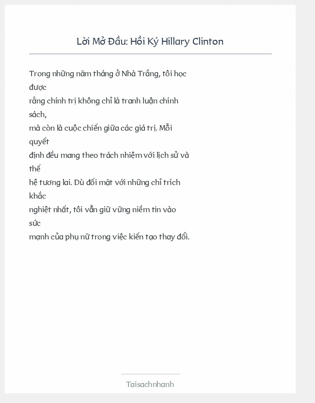 Trích đoạn Hồi Ký Hillary Clinton