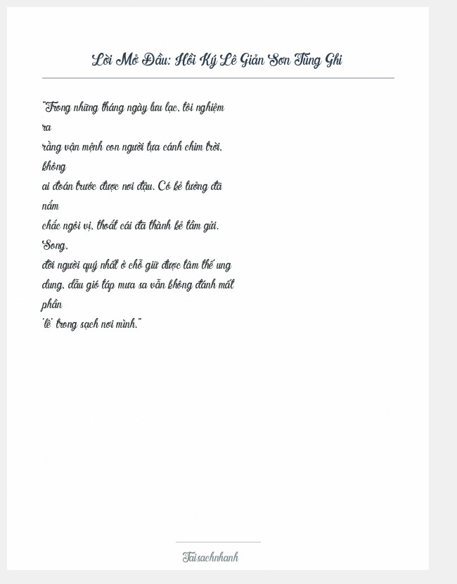 Trích đoạn Hồi Ký Lê Giản Sơn Tùng Ghi