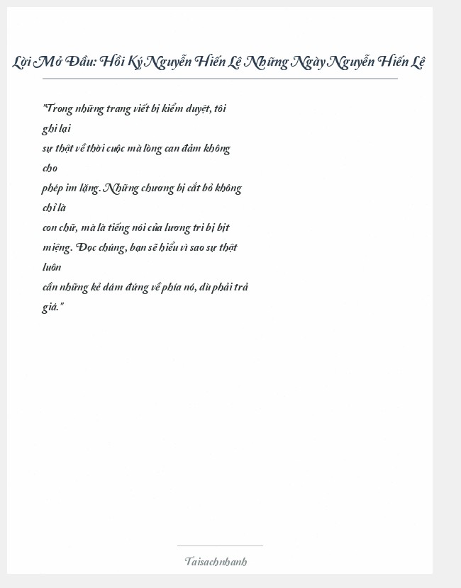 Trích đoạn Hồi Ký Nguyễn Hiến Lê Những Ngày Nguyễn Hiến Lê