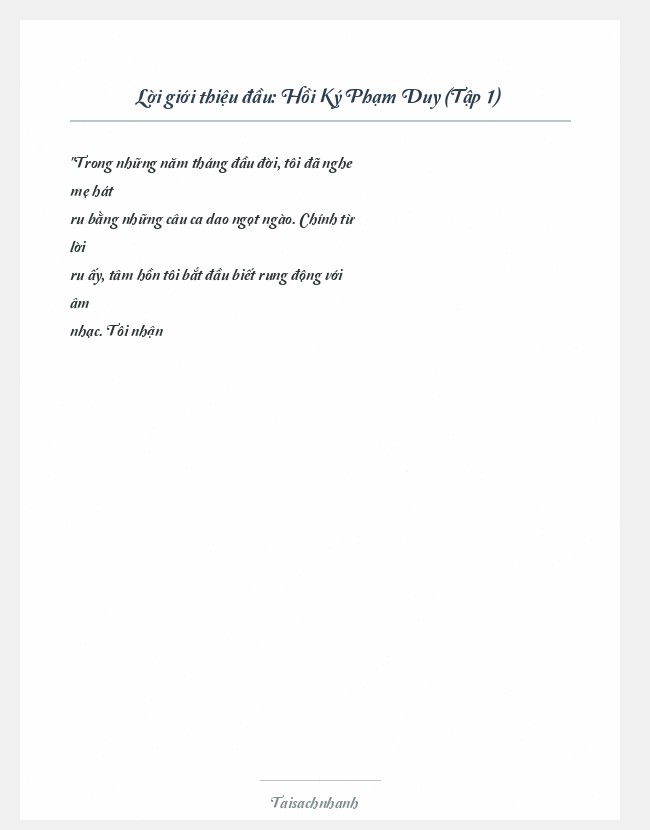 Trích đoạn Hồi Ký Phạm Duy (Tập 1)
