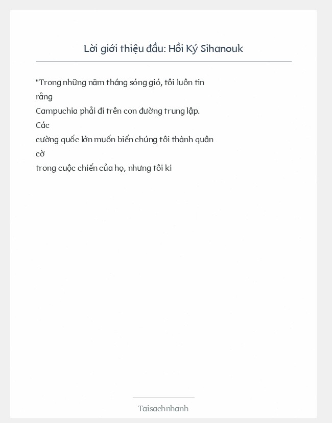 Trích đoạn Hồi Ký Sihanouk