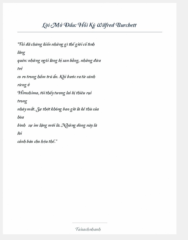 Trích đoạn Hồi Ký Wilfred Burchett