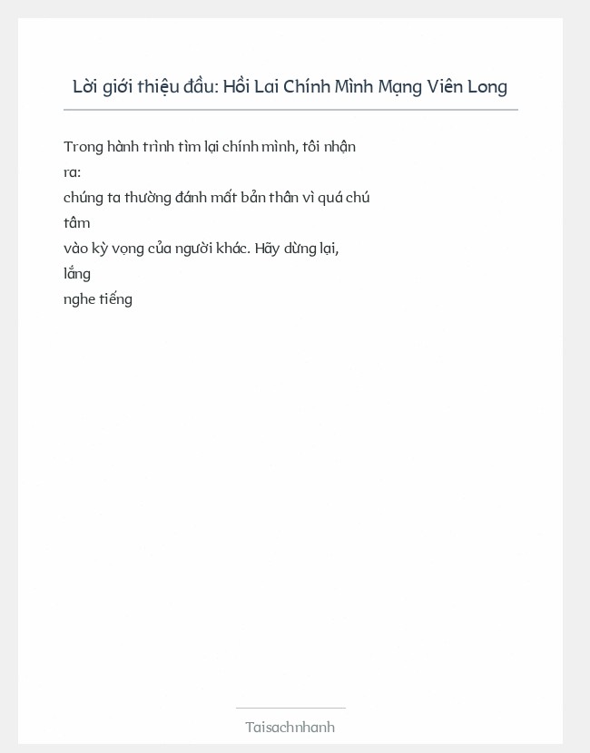 Trích đoạn Hồi Lai Chính Mình Mạng Viên Long