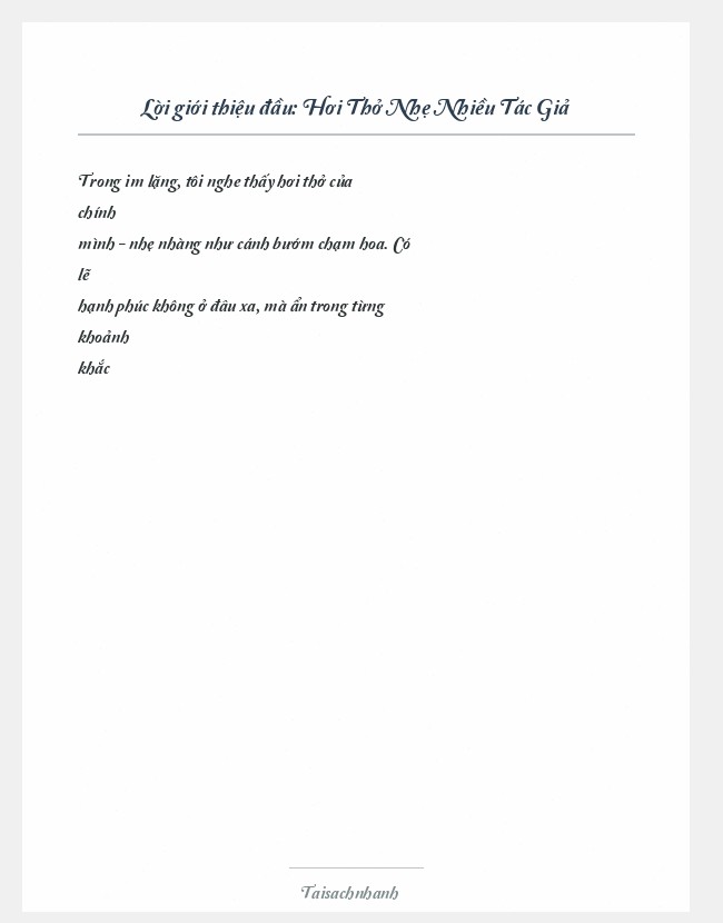 Trích đoạn Hơi Thở Nhẹ Nhiều Tác Giả