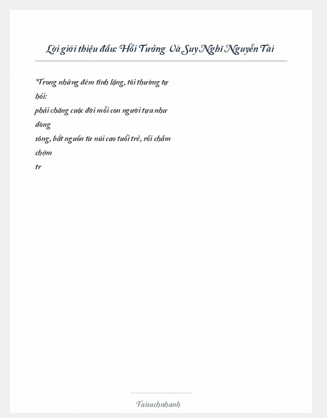 Trích đoạn Hồi Tưởng Và Suy Nghĩ Nguyễn Tài