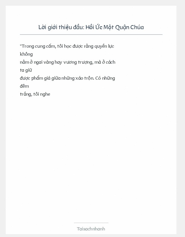 Trích đoạn Hồi Ức Một Quận Chúa