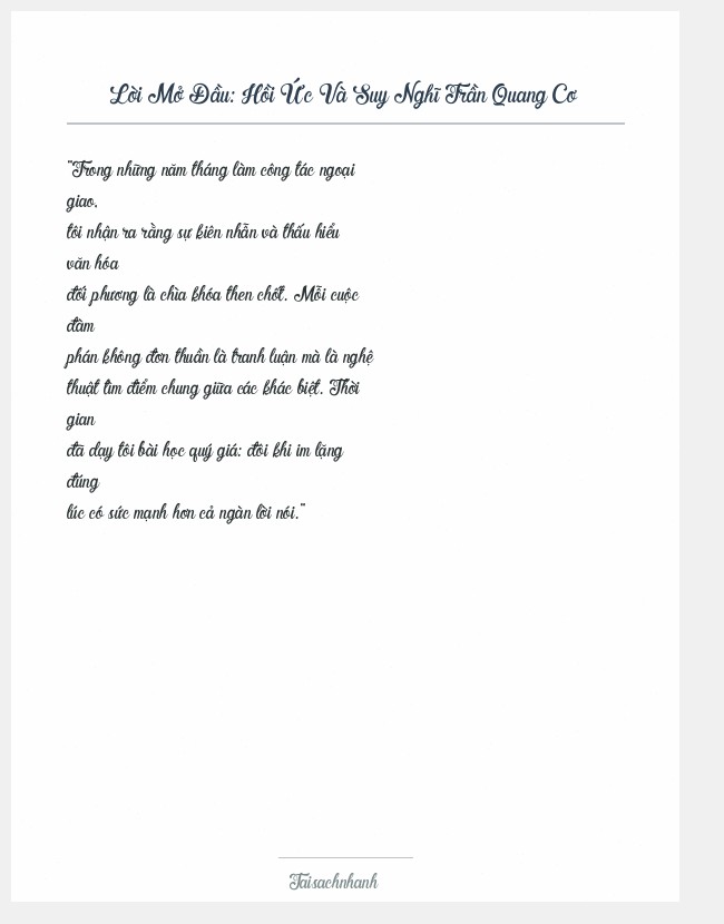 Trích đoạn Hồi Ức Và Suy Nghĩ Trần Quang Cơ