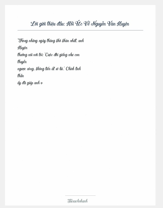Trích đoạn Hồi Ức Về Nguyễn Văn Huyện
