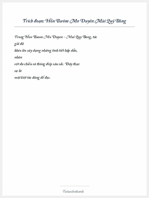 Trích đoạn Hồn Bướm Mơ Duyên Mùi Quỷ Bông