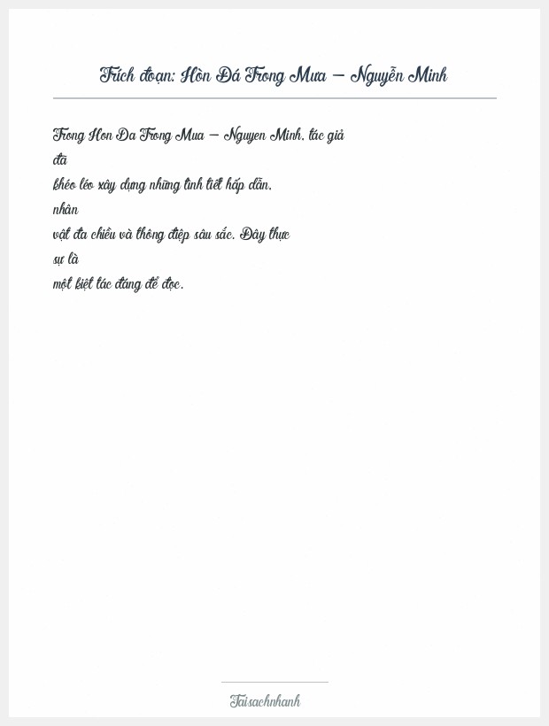 Trích đoạn Hòn Đá Trong Mưa - Nguyễn Minh