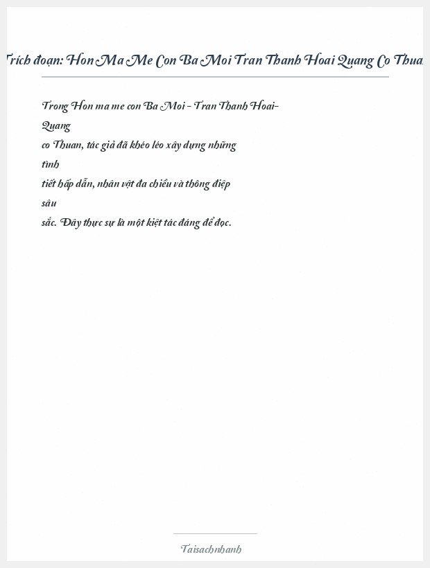 Trích đoạn Hon Ma Me Con Ba Moi Tran Thanh Hoai Quang Co Thuan
