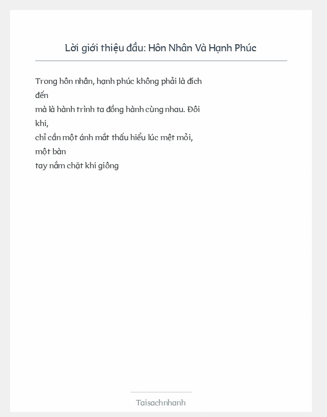 Trích đoạn Hôn Nhân Và Hạnh Phúc