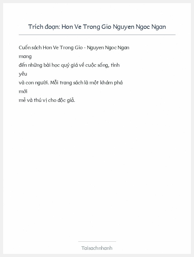 Trích đoạn Hon Ve Trong Gio Nguyen Ngoc Ngan