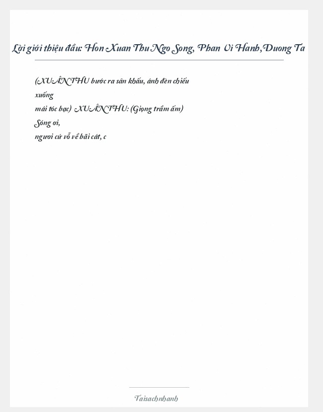 Trích đoạn Hon Xuan Thu Ngo Song, Phan Vi Hanh,Duong Ta