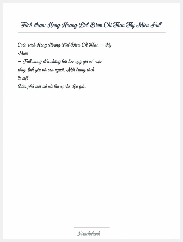 Trích đoạn Hong Hoang Liet Diem Chi Than Túy Mieu Full