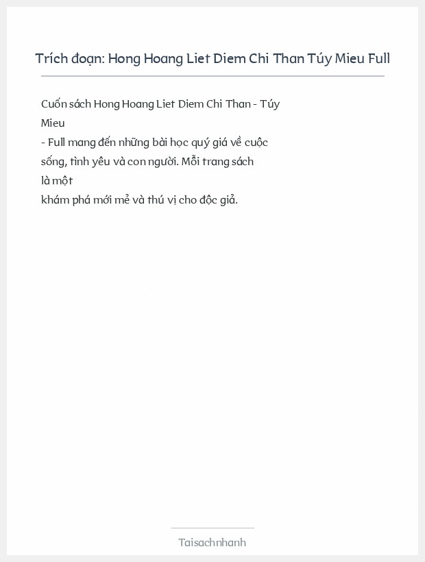 Trích đoạn Hong Hoang Liet Diem Chi Than Túy Mieu Full