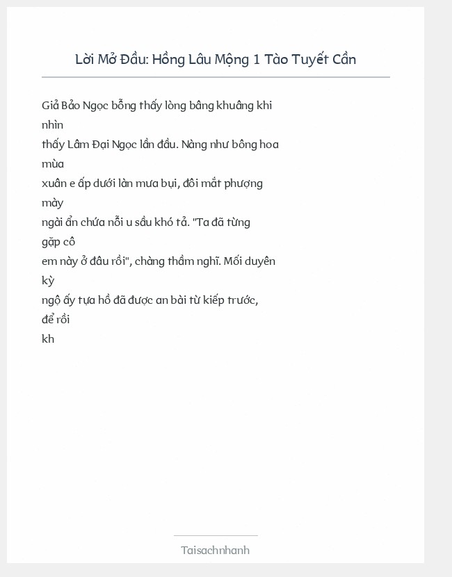 Trích đoạn Hồng Lâu Mộng 1 Tào Tuyết Cần