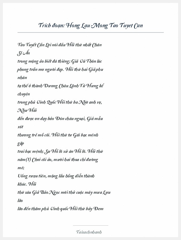 Trích đoạn Hong Lau Mong Tao Tuyet Can