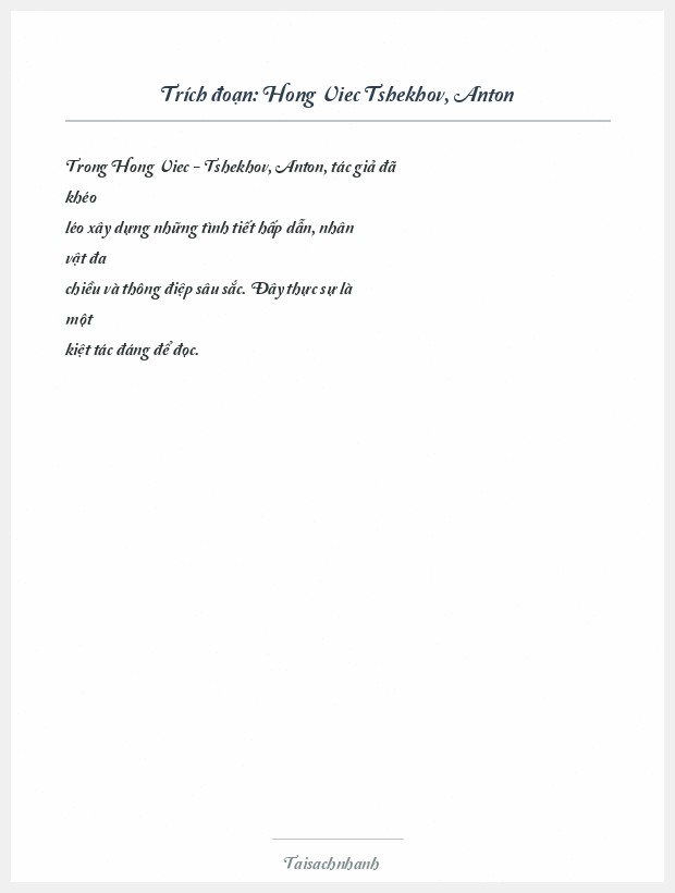 Trích đoạn Hong Viec Tshekhov, Anton