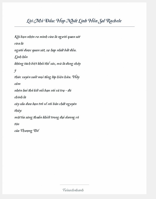 Trích đoạn Hợp Nhất Linh Hồn Sal Rachele