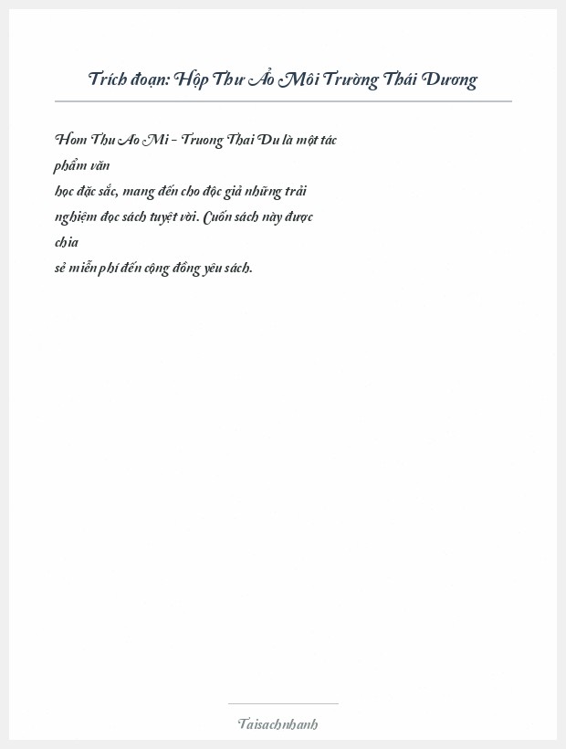 Trích đoạn Hộp Thư Ảo Môi Trường Thái Dương