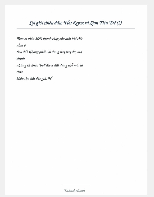 Trích đoạn Hot Keyword Làm Tiêu Đề (2)