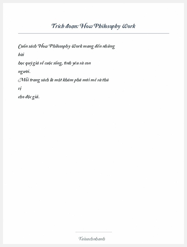 Trích đoạn How Philosophy Work