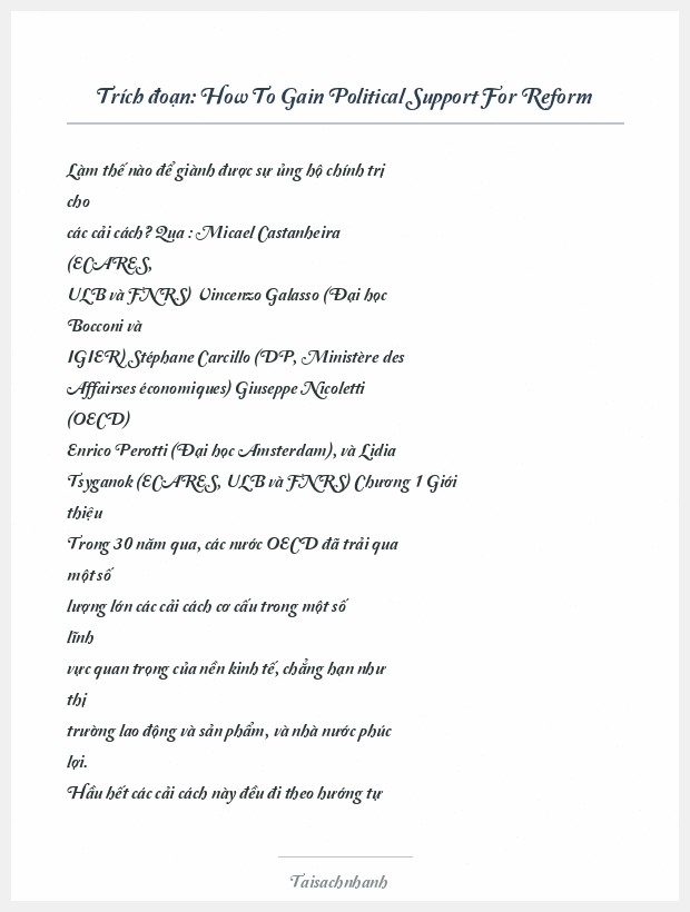 Trích đoạn How To Gain Political Support For Reform