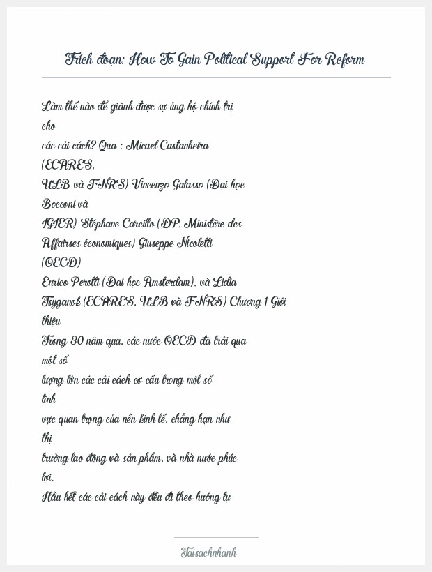 Trích đoạn How To Gain Political Support For Reform