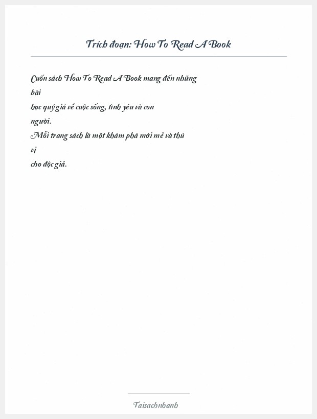 Trích đoạn How To Read A Book