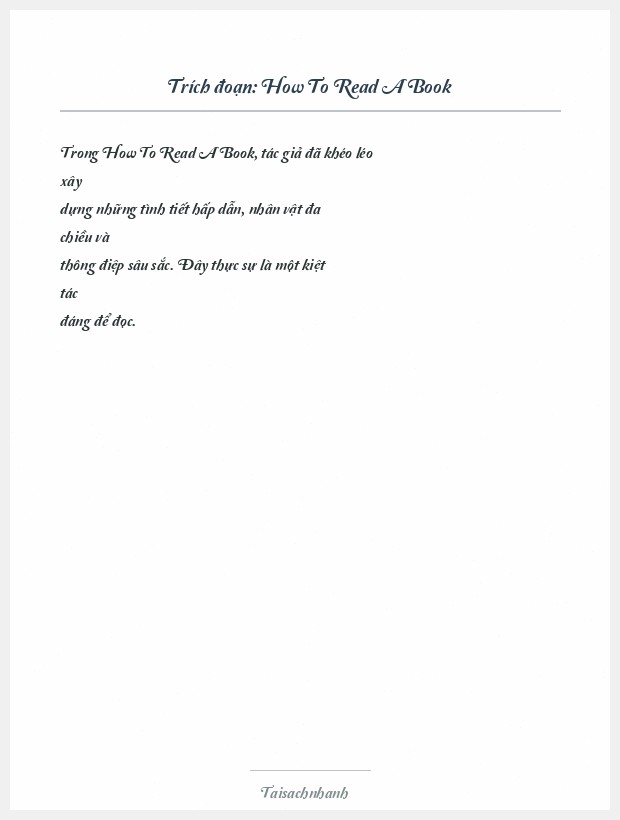 Trích đoạn How To Read A Book