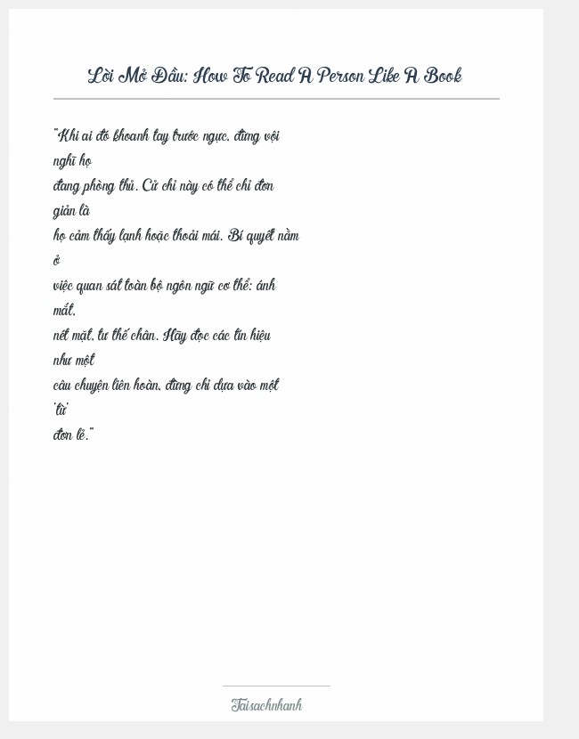 Trích đoạn How To Read A Person Like A Book
