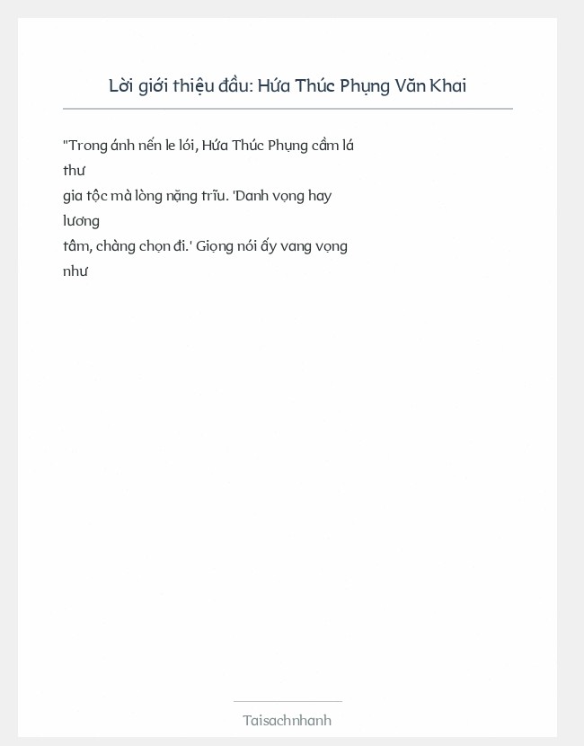 Trích đoạn Hứa Thúc Phụng Văn Khai