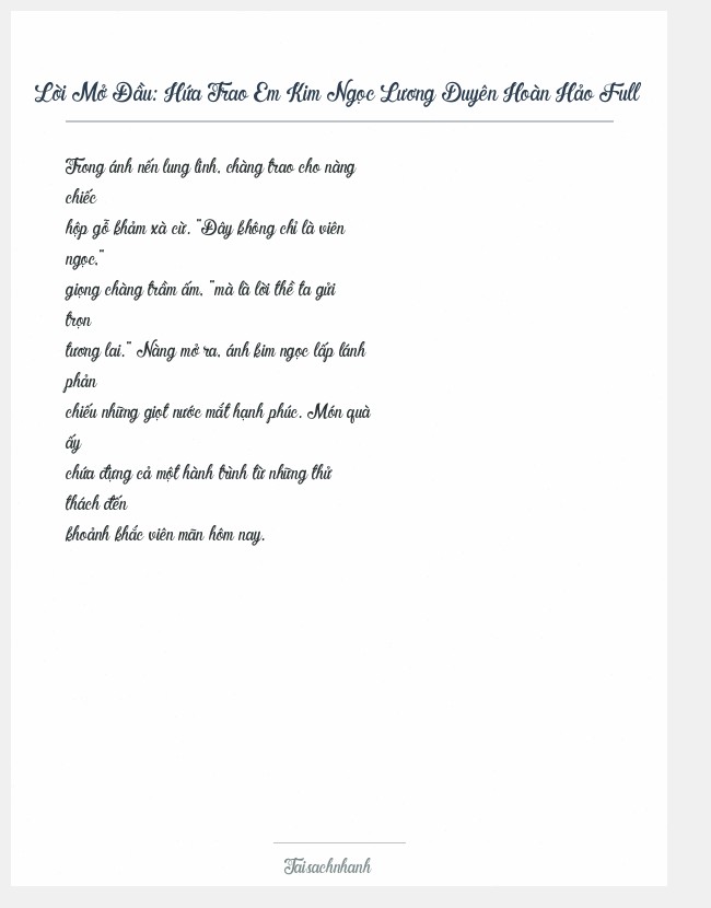 Trích đoạn Hứa Trao Em Kim Ngọc Lương Duyên Hoàn Hảo Full