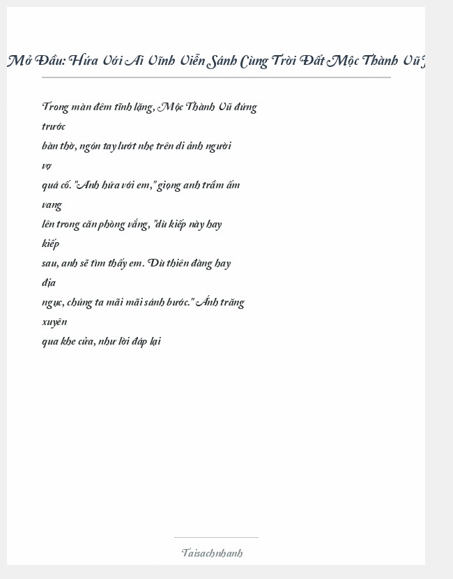 Trích đoạn Hứa Với Ai Vĩnh Viễn Sánh Cùng Trời Đất Mộc Thành Vũ Full