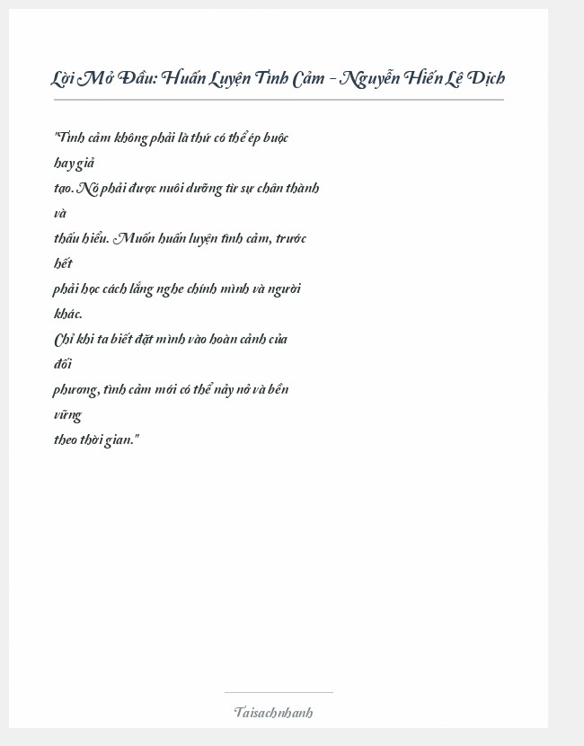 Trích đoạn Huấn Luyện Tình Cảm - Nguyễn Hiến Lê Dịch