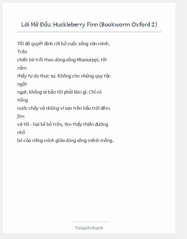 Trích đoạn Huckleberry Finn (Bookworm Oxford 2)