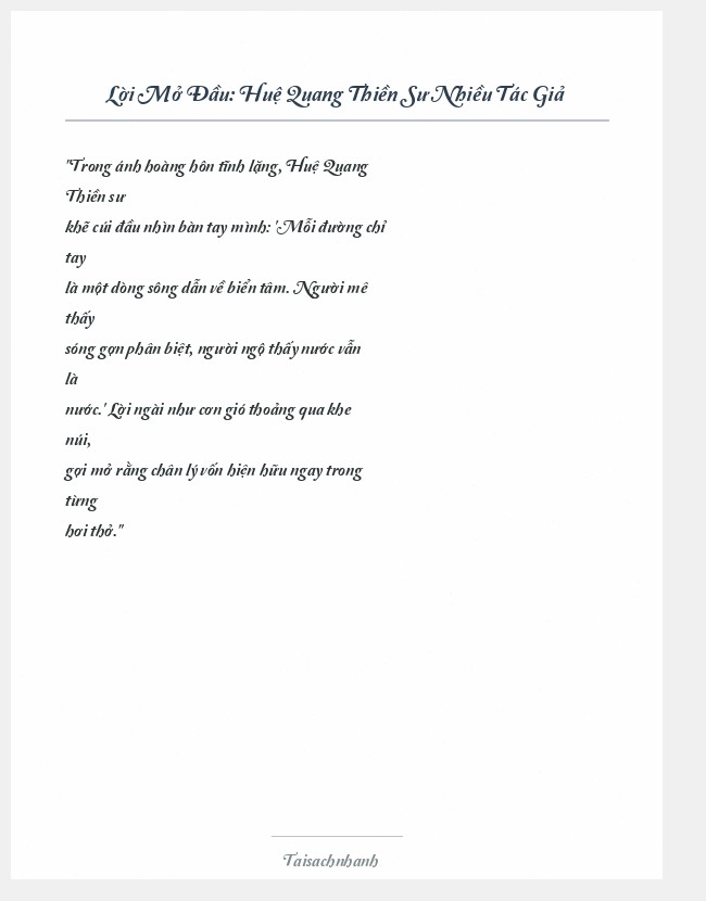 Trích đoạn Huệ Quang Thiền Sư Nhiều Tác Giả