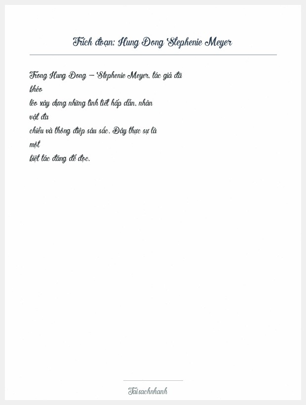 Trích đoạn Hung Dong Stephenie Meyer