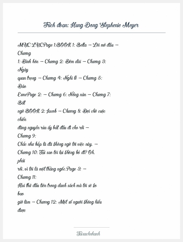 Trích đoạn Hung Dong Stephenie Meyer