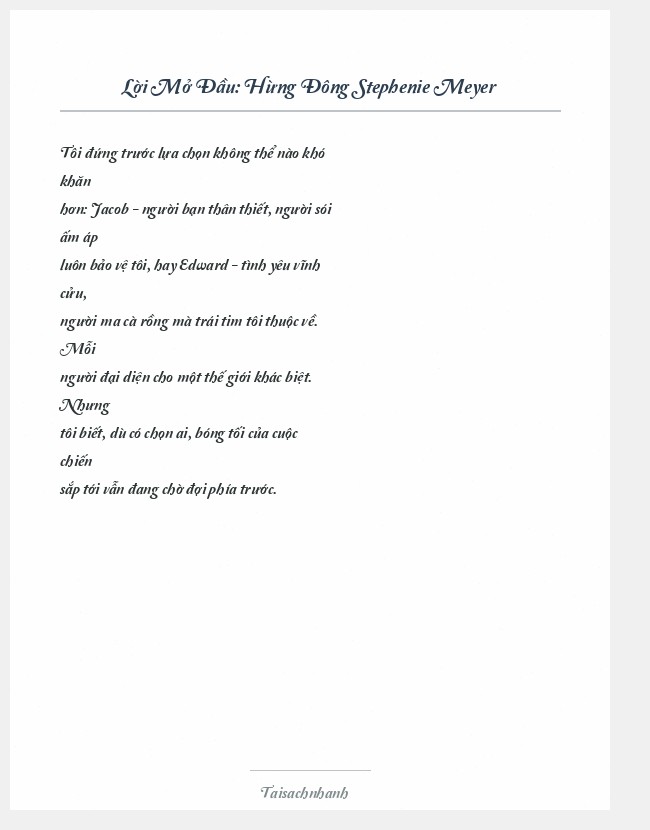 Trích đoạn Hừng Đông Stephenie Meyer
