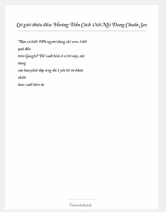 Trích đoạn Hướng Dẫn Cách Viết Nội Dung Chuẩn Seo