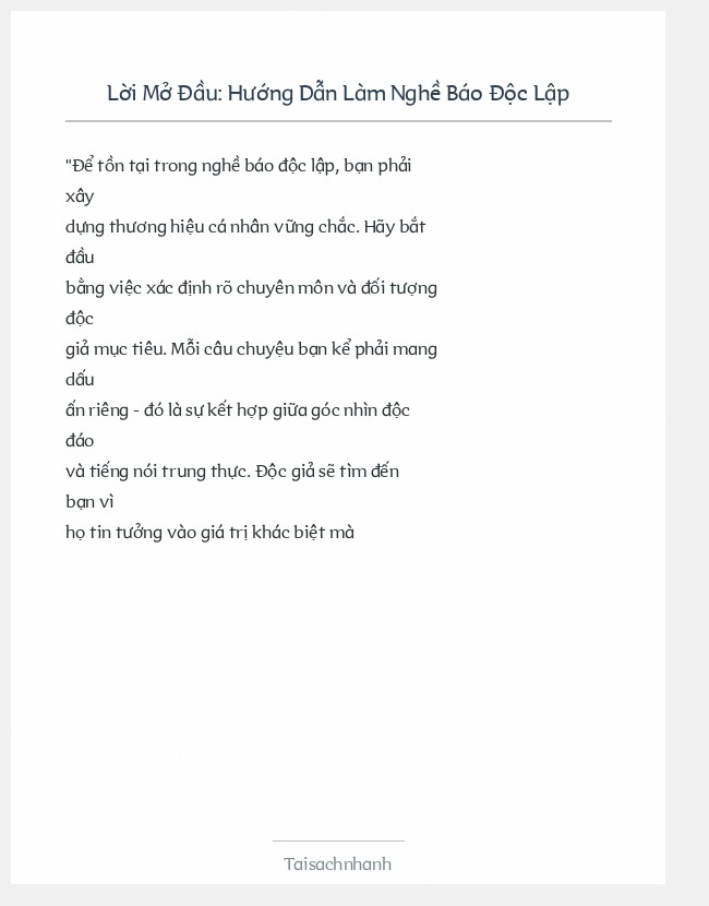 Trích đoạn Hướng Dẫn Làm Nghề Báo Độc Lập