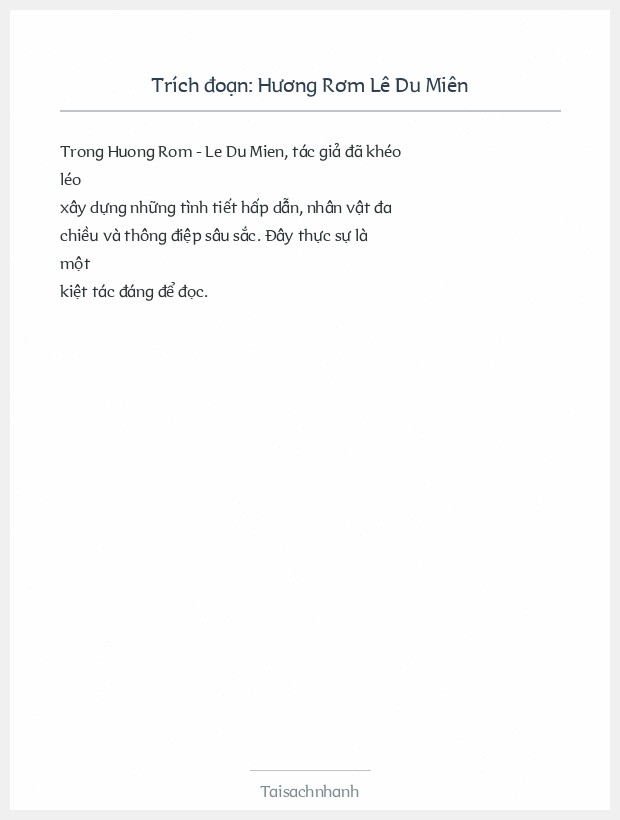 Trích đoạn Hương Rơm Lê Du Miên