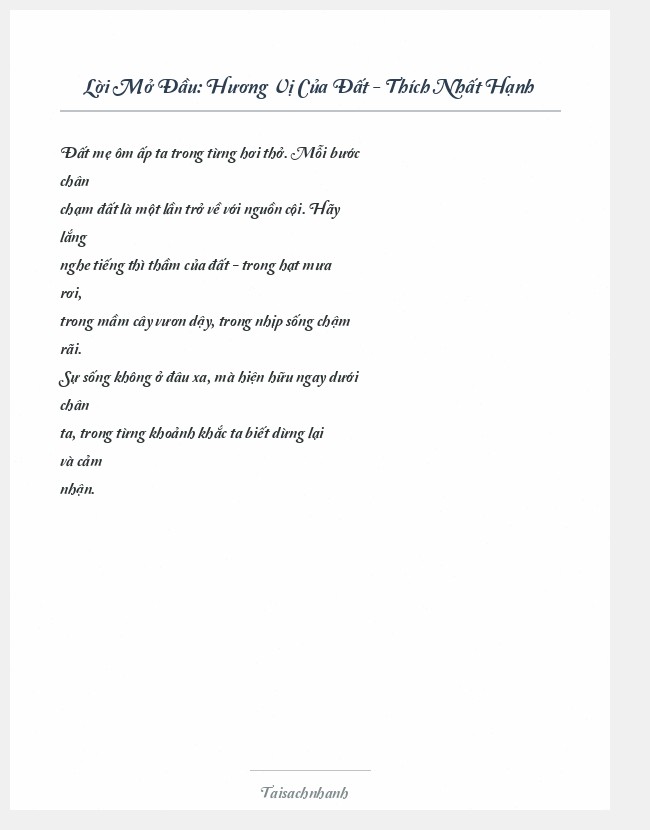 Trích đoạn Hương Vị Của Đất - Thích Nhất Hạnh