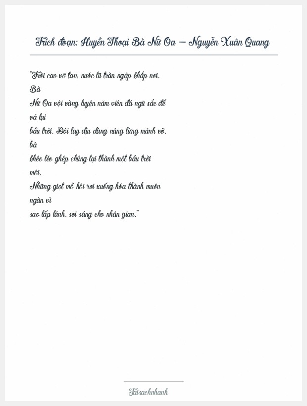 Trích đoạn Huyền Thoại Bà Nữ Oa - Nguyễn Xuân Quang