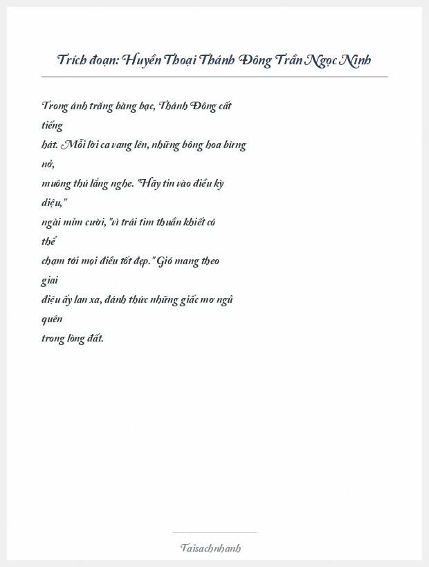 Trích đoạn Huyền Thoại Thánh Đông Trần Ngọc Ninh