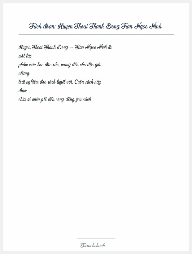 Trích đoạn Huyen Thoai Thanh Dong Tran Ngoc Ninh