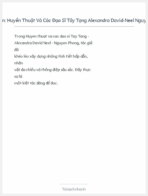 Trích đoạn Huyền Thuật Và Các Đạo Sĩ Tây Tạng Alexandra David-Neel Nguyễn Phong